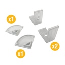 Perfil de Aluminio Esquinero con difusor curvo para Cinta LED, 3m Incluye Tapas y Clips de Fijación
