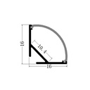 Perfil de Aluminio Esquinero con difusor curvo para Cinta LED, 3m Incluye Tapas y Clips de Fijación