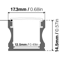 Perfil de Aluminio Rectangular 19x11mm Sobrepuesto para Cinta LED, 2m