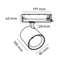 Frecia 30 - Luminaria LED proyector de enfoque para Riel Trifásico, 30W, 3000lm, Ra>90, CCT Seleccionable 3000K, 3500K, 4000K
