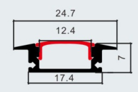 Perfil de Aluminio W Rectangular Embutido con Difusor Opal para Cinta LED