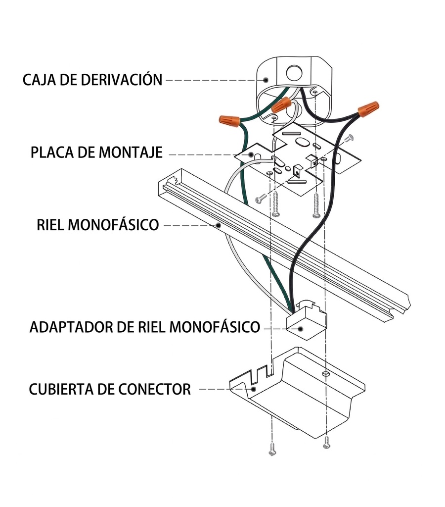 Conector de Alimentación Flotante para Riel Monofásico