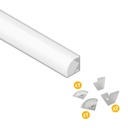 Perfil de Aluminio Esquinero con difusor curvo para Cinta LED, 3m Incluye Tapas y Clips de Fijación