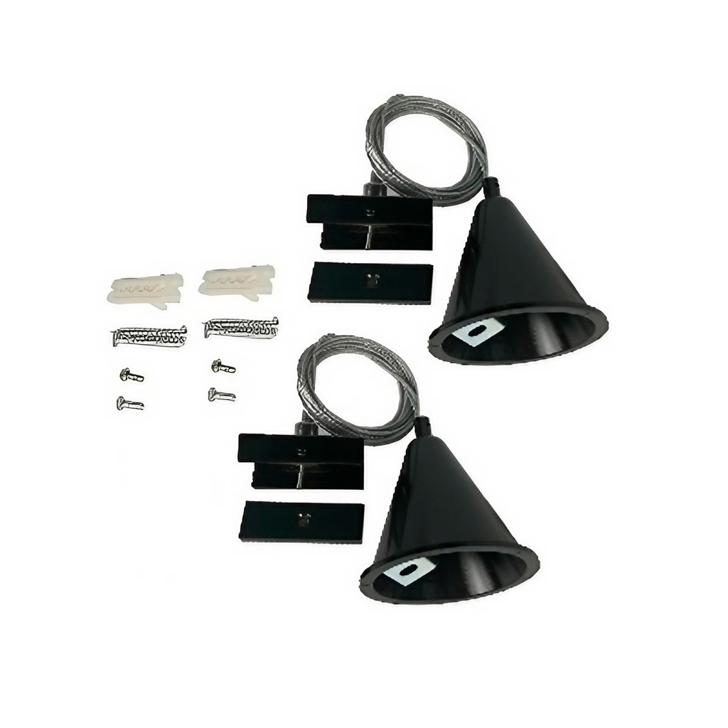 Sistema de Suspensión regulable de 2 piolas de acero de 2.5 metros c/u para rieles Trifásicos