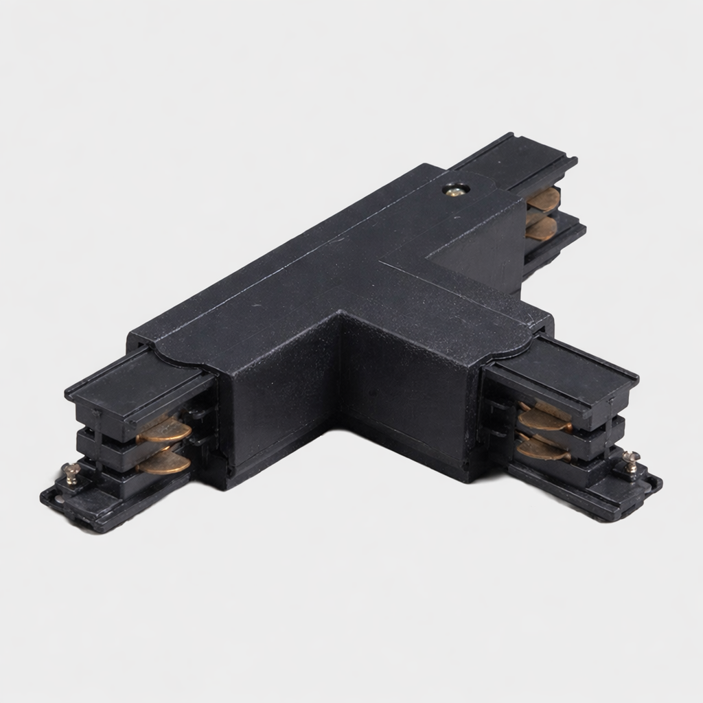 Conector en T Acoplador para Riel Trifásico Negro 