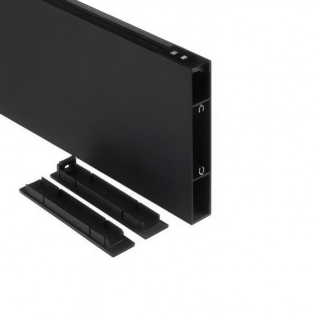 Perfil de Aluminio para Iluminación Directa + Indirecta, Instlación Suspendida, Pintura Negra, 2m 