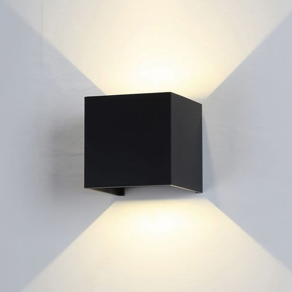 Kappa N - Aplique Negro Bidireccional LED IP65, 10W, 800lm, 2700K, LED Bridgelux